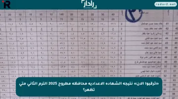 «ترقبوا الآن» نتيجة الشهادة الإعدادية محافظة مطروح 2025 الترم الثاني متى تظهر؟